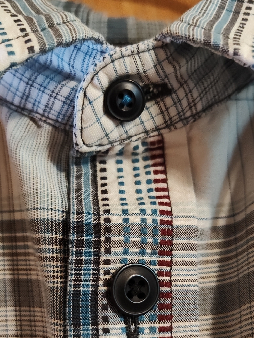 prAna Mens Tamrack Organic Cotton Blend Shirt Blue Plaid Contrast Stitch India L - Picture 3 of 14